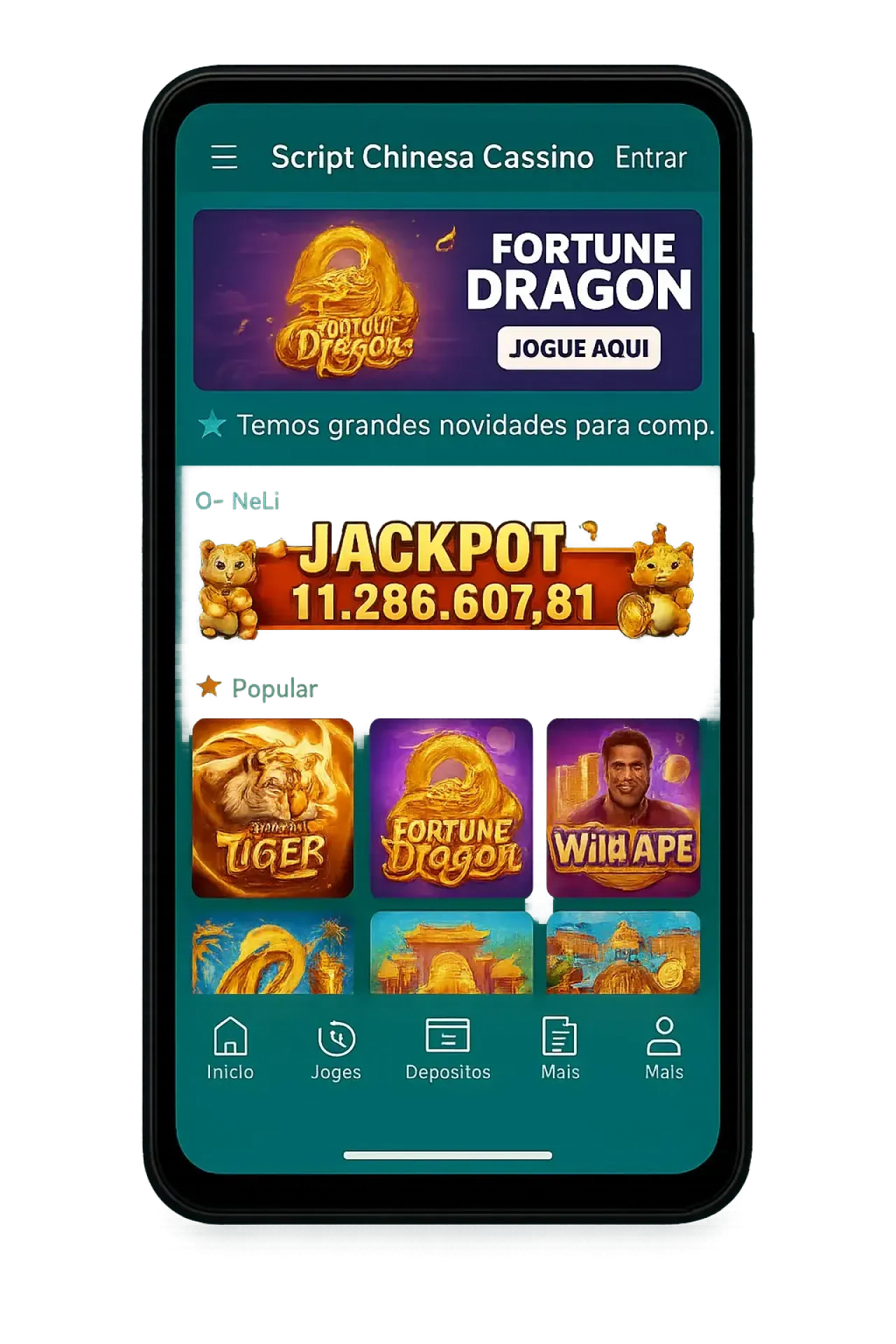 script chinês de cassino